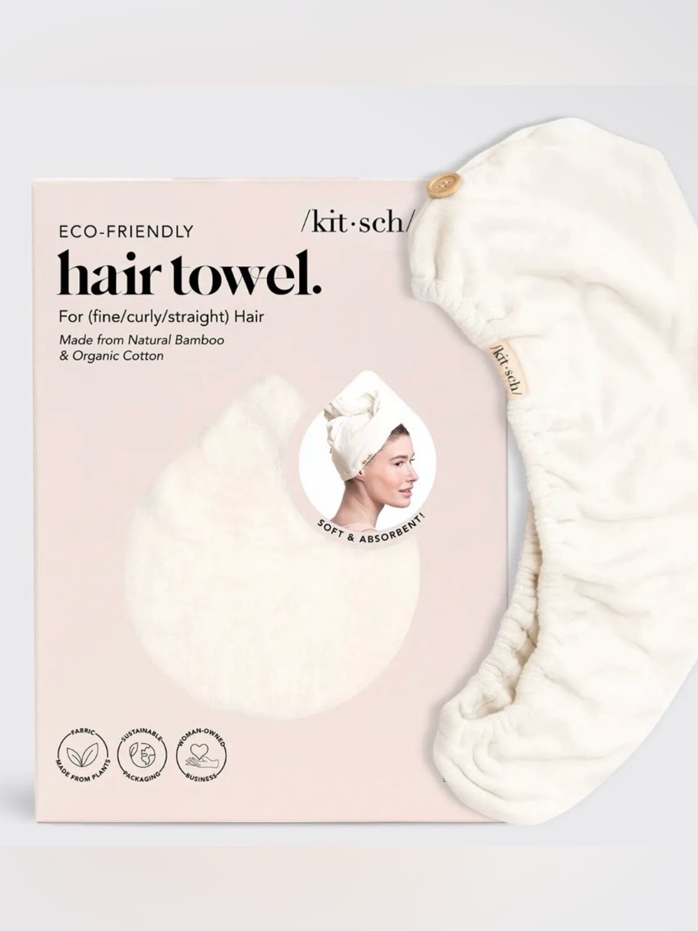 Kitsch Cream Color Quick Dry Hair Towel.